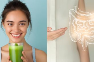 Woman drinking juice