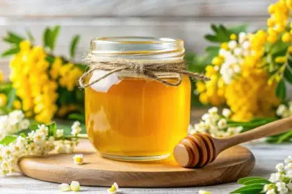 raw honey in a jar