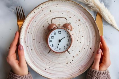 A plate with a clock