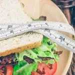 A measuring tape over food