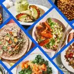 a collage featuring some of the recipes featured in the 7-Day Mediterranean Diet Meal Plan to Improve Your Gut Health